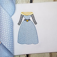 Princess Gown Machine Embroidery Design - Sketch Stitch